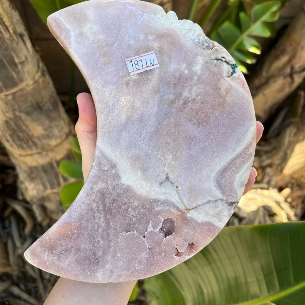 Pink amethyst druzy Moon with Gold Quartz Crystal - Picture 6 of 9